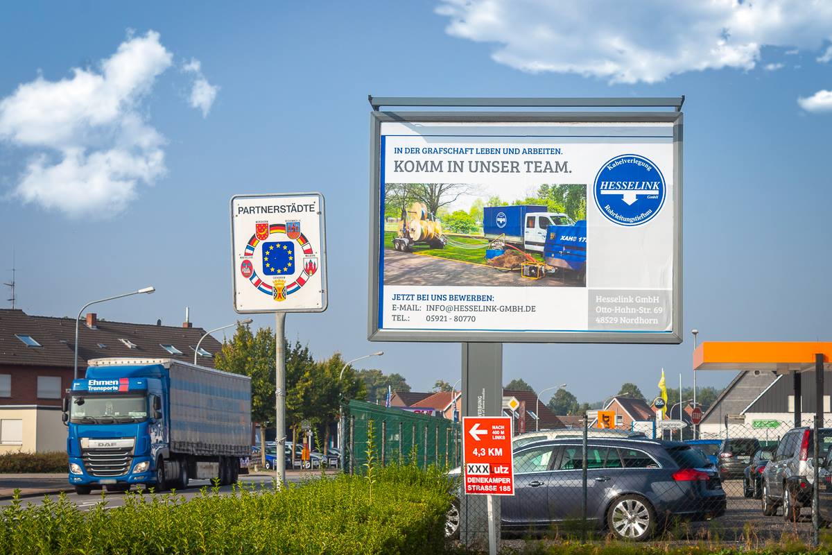 Plakatwerbung für die Hesselink GmbH aus Nordhorn